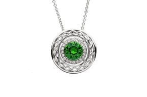 Pendant: SS Green/White Swarovski