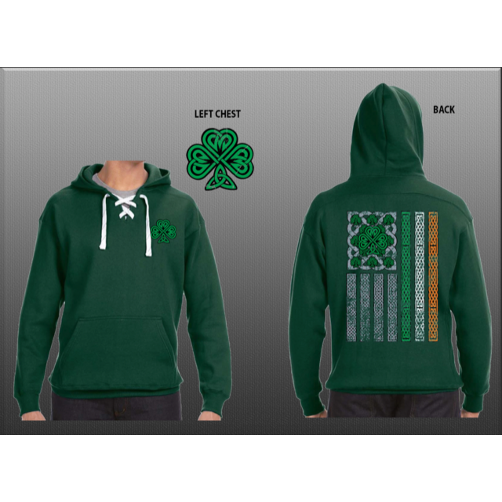 Hoodie: Shamrock Irish Flag Green