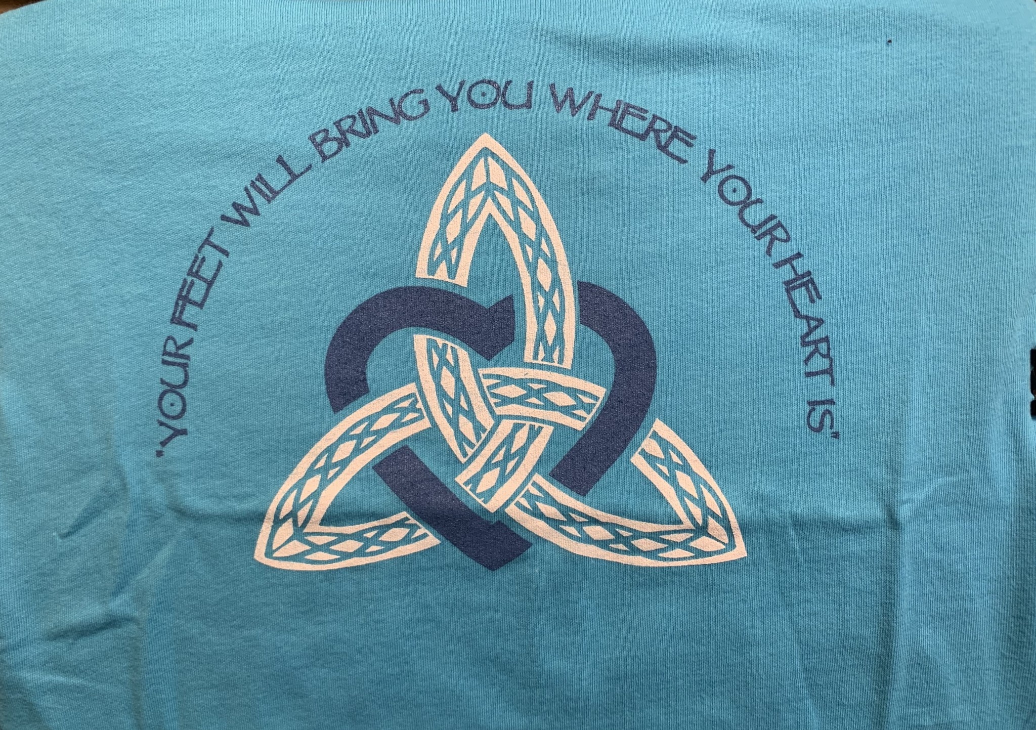 T Shirt:  Womens Blue Trinity Heart V Neck