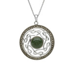 Necklace: SS Marcasite Marble Celtic Knot