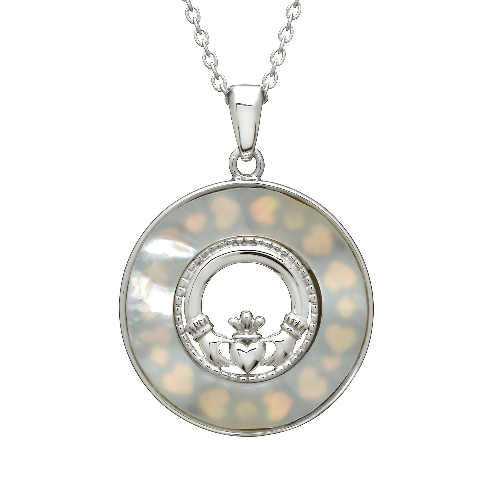 Necklace: SS Claddagh MOP