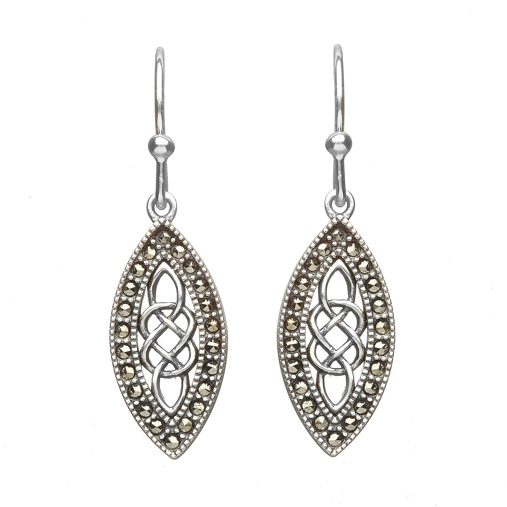 Earrings: SS Marcasite Celtic Drop