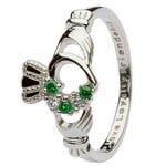 Ring: SS Grn CZ Claddagh
