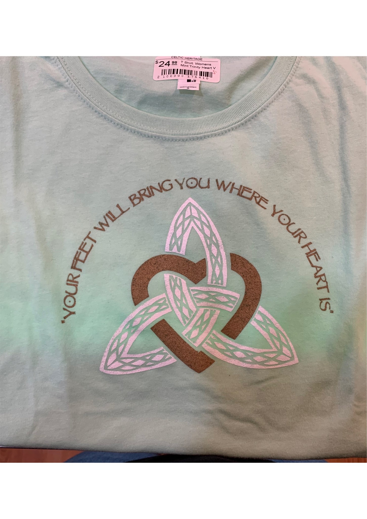 T Shirt:  Womens Mint Trinity Heart