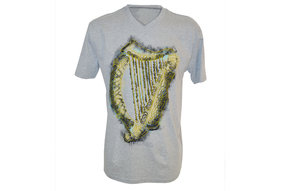 T-shirt- Grey Ireland Harp V-Neck