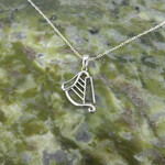 Connemara Marble Necklace: SS Harp, Connemara Marble
