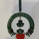 Ornament: Green Metal Shamrock Claddagh