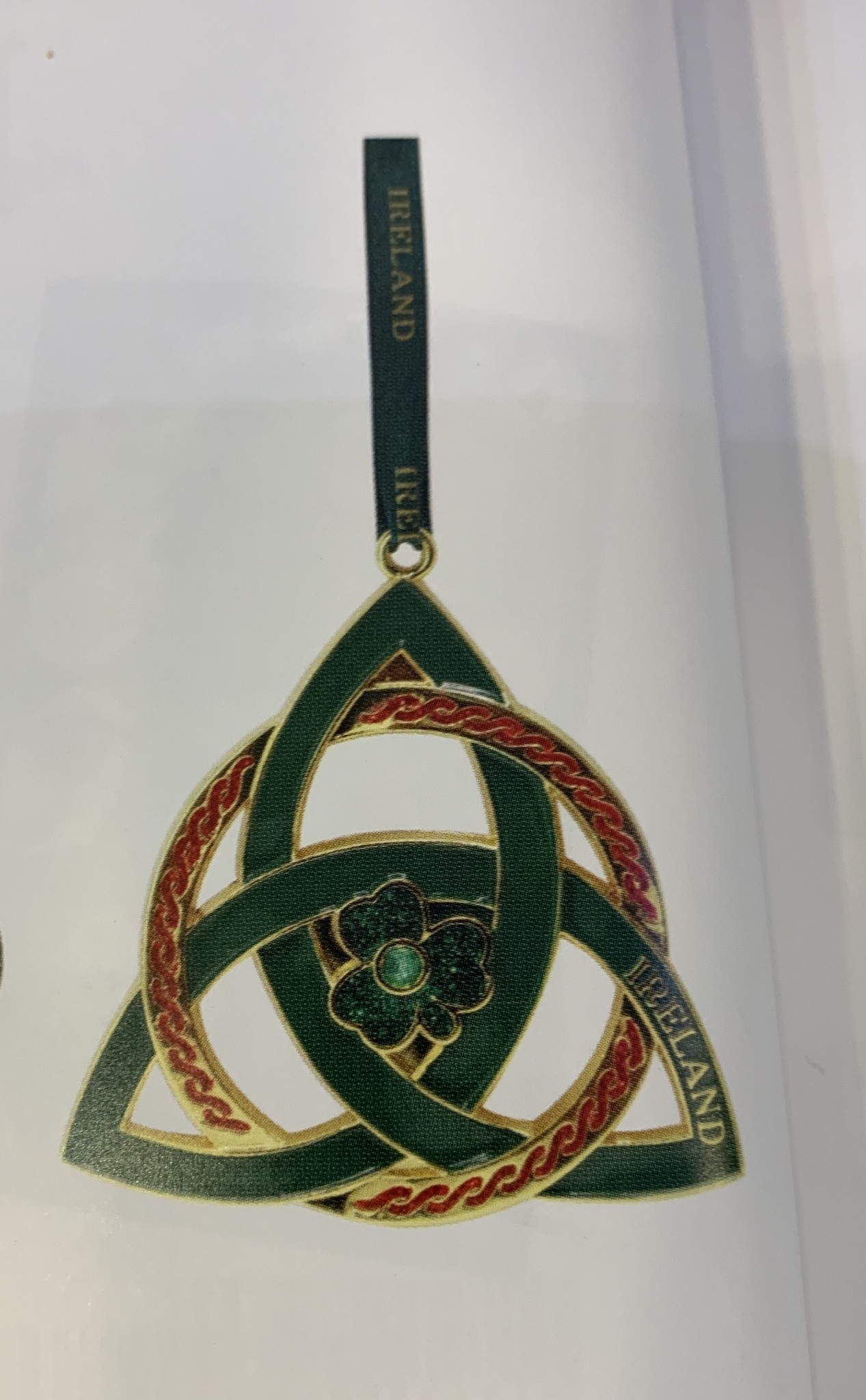 Ornament: Green Metal Trinity Knot