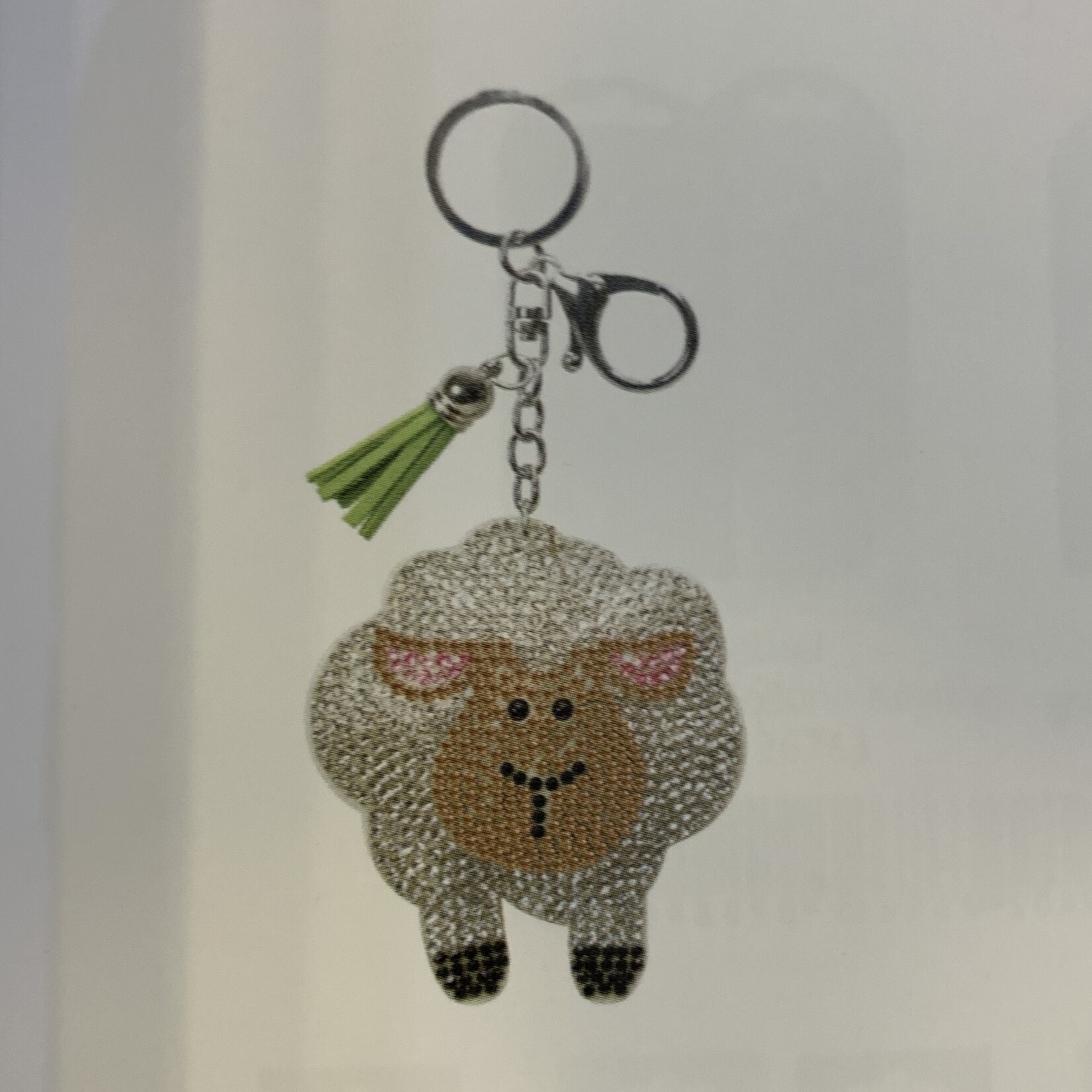Keyring: Rhinestone White Sheep