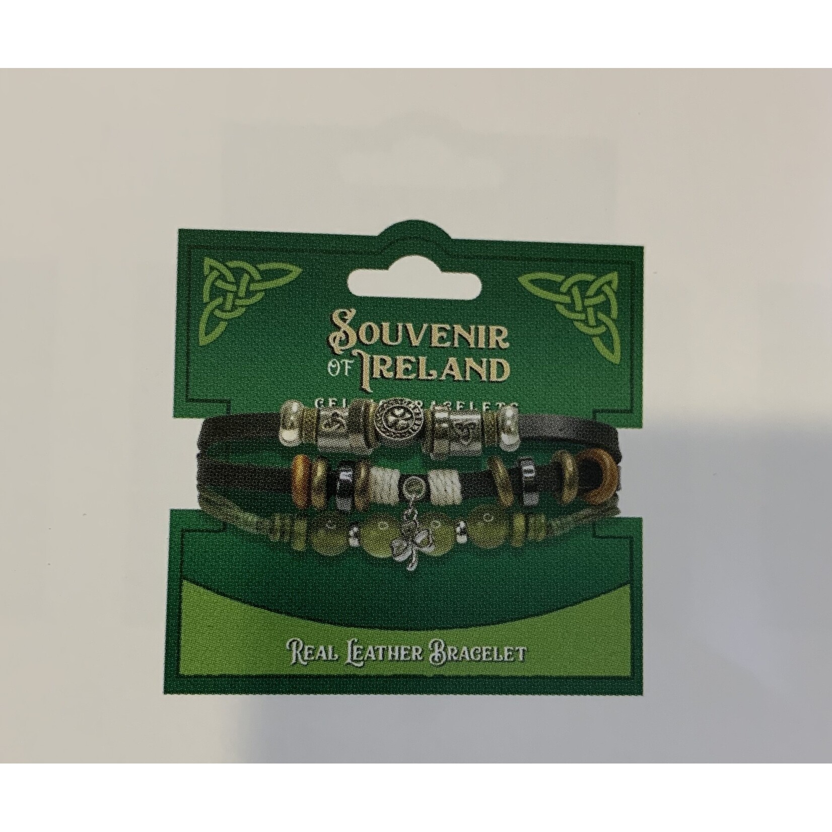 Bracelet: Leather Black Marble Shamrock