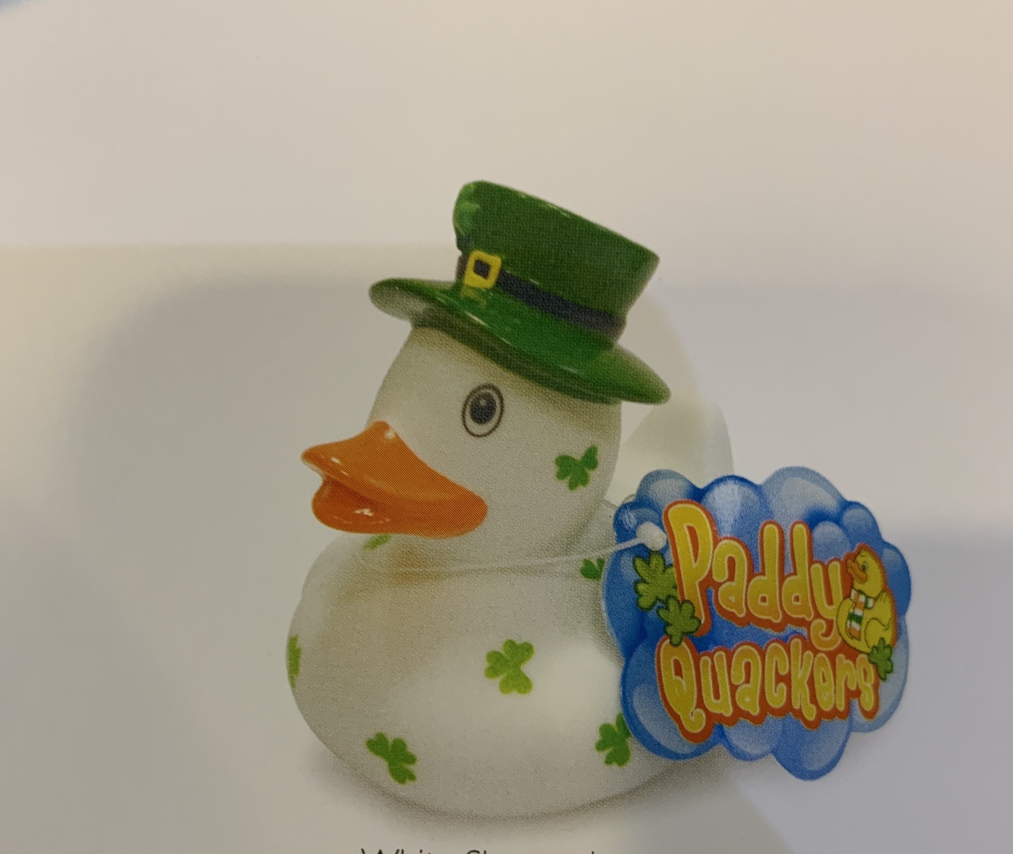 Toy: Rubber Duck, White Shamrock