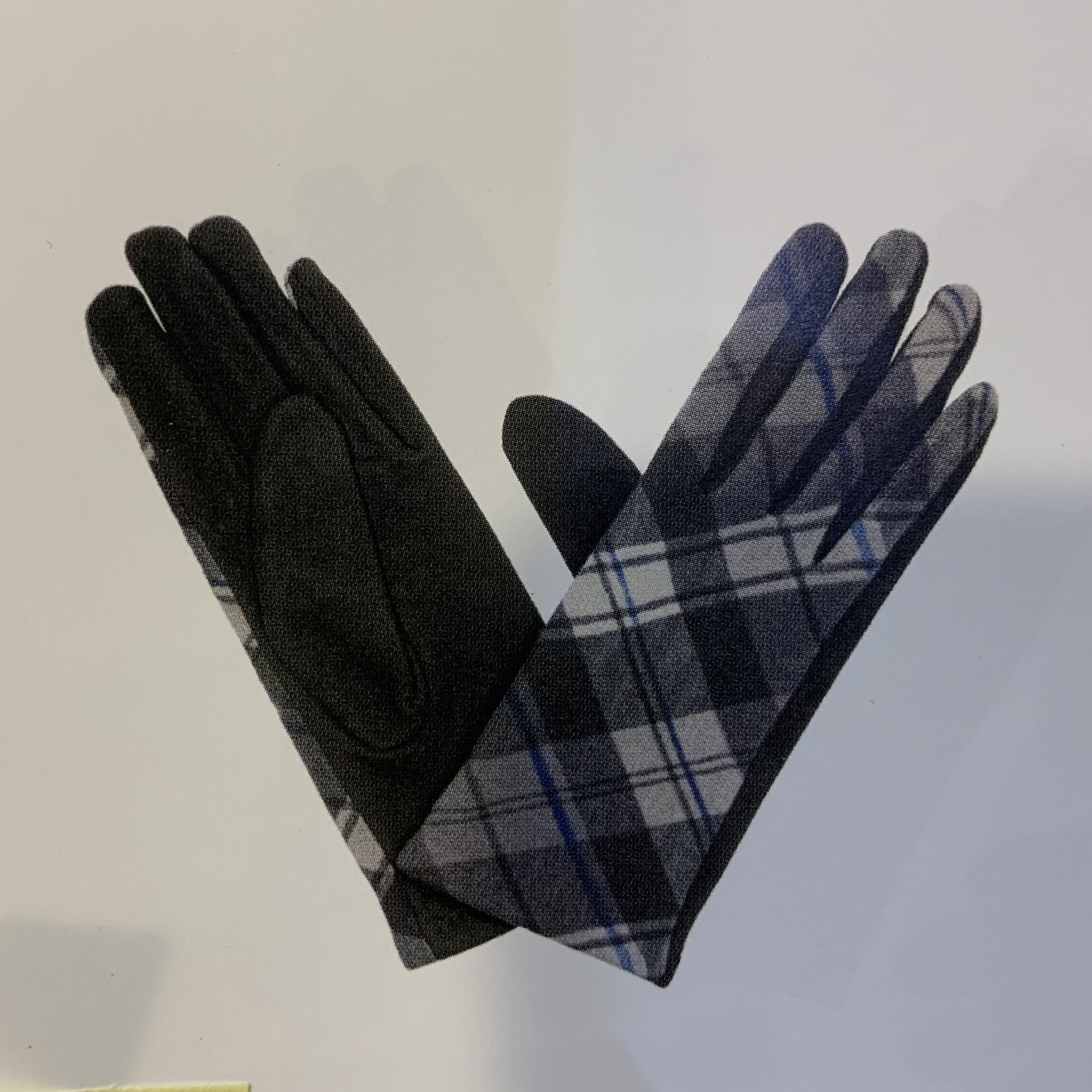 Gloves: Ladies Tartan Grey/Black/Cream - S
