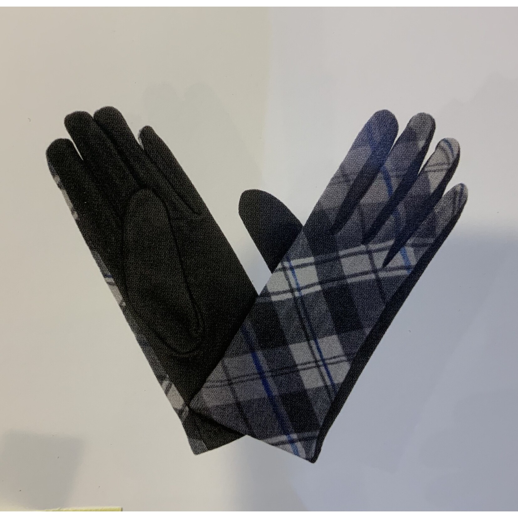 Gloves: Ladies Tartan Grey/Black/Cream - S