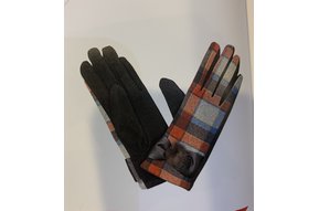 Gloves: Ladies Tartan Turq/Red/Brown - S