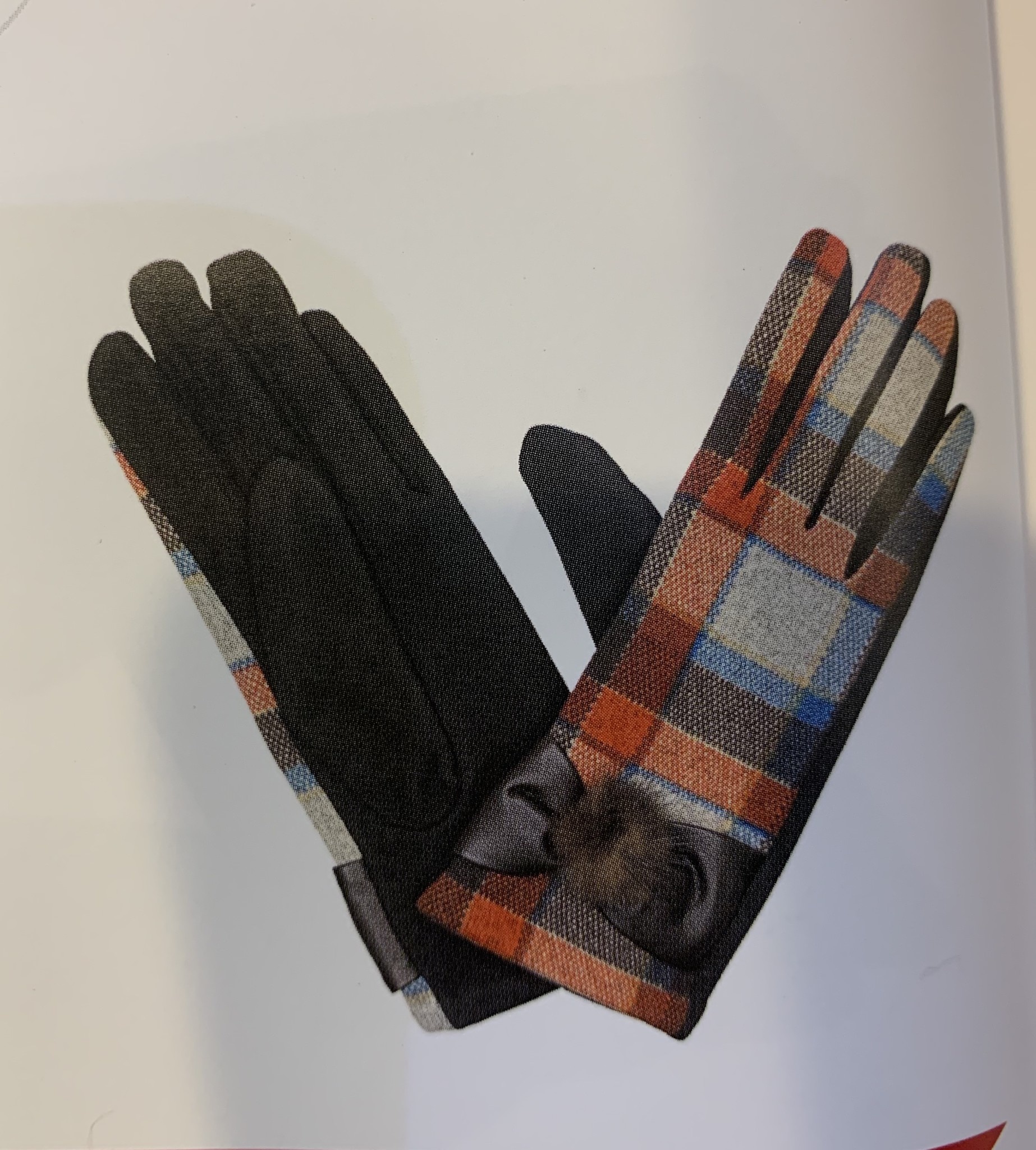 Gloves: Ladies Tartan Turq/Red/Brown - L
