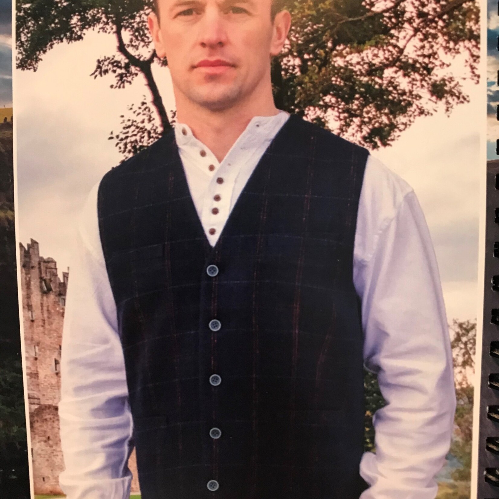 Vest: Blue Check Wool Blend