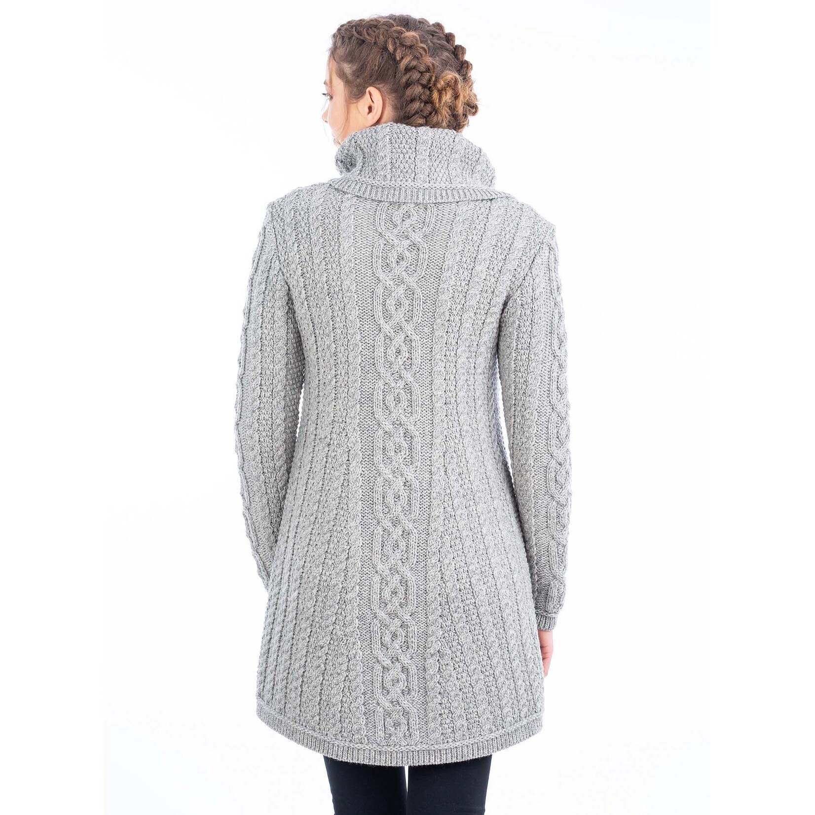 Sweater: Ladies 4 Button Gray