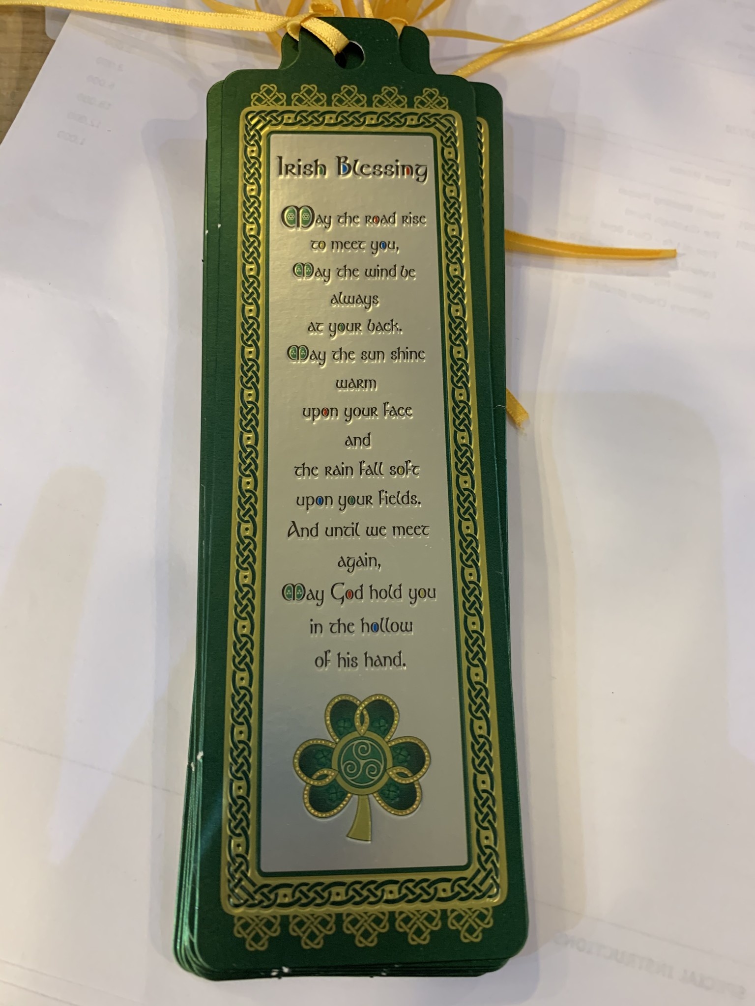 Bookmark: Shamrock Irish Blessing