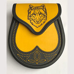 Sporran: Semi-Dress, Brogued,  Leather, Wolf, Yellow