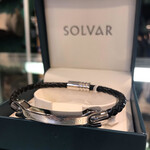 Bracelet: Leather Steel Black