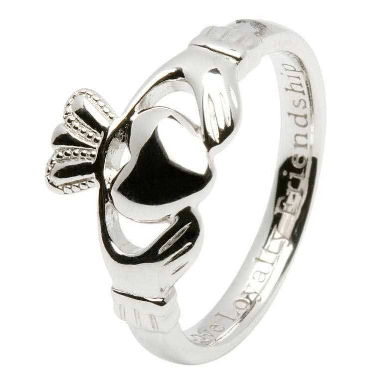 Shanore Ring: SS Claddagh. Ladies Insc