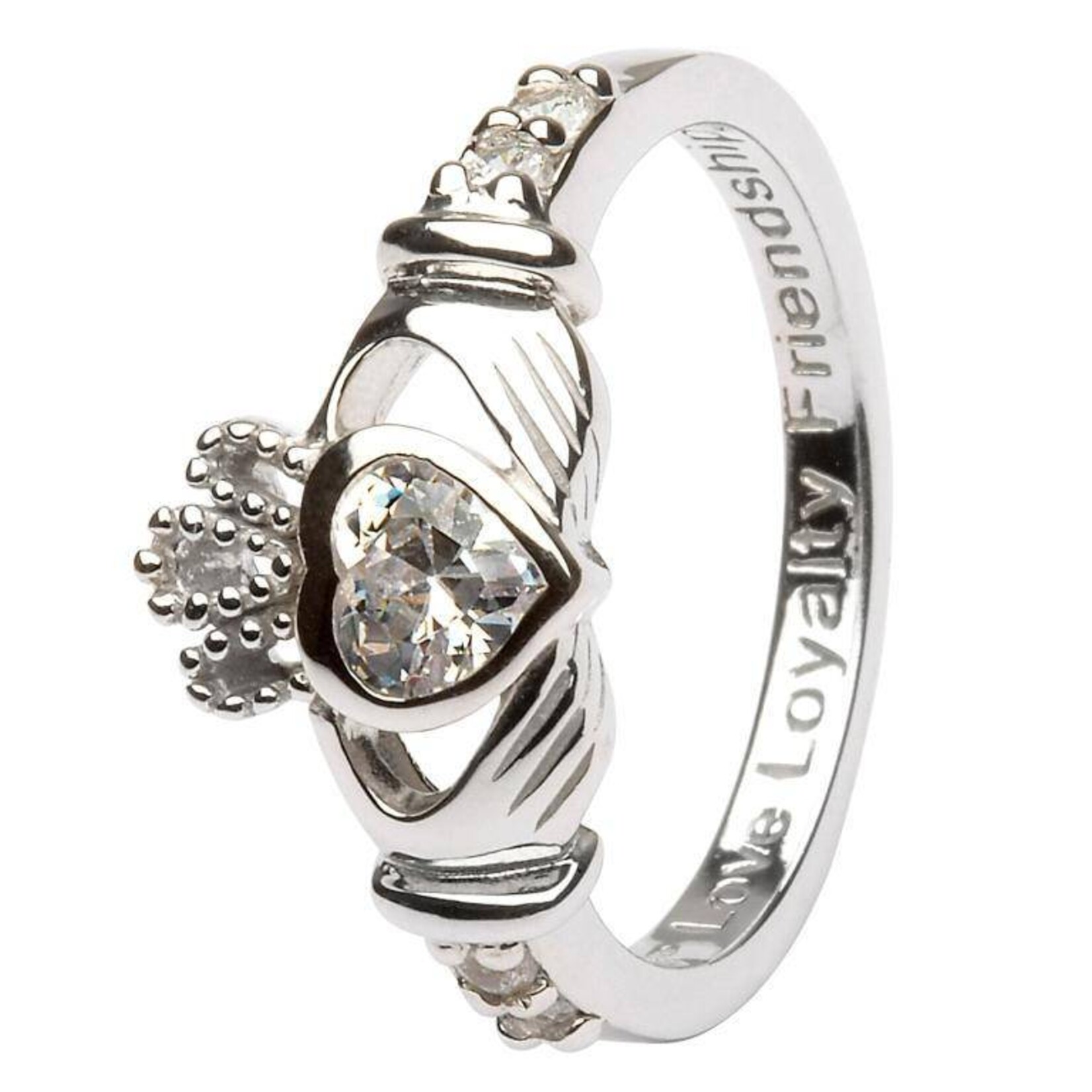 Shanore Ring: SS Clad April Clear CZ