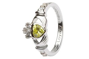 Ring: SS Claddagh Aug Peridot Birthstone