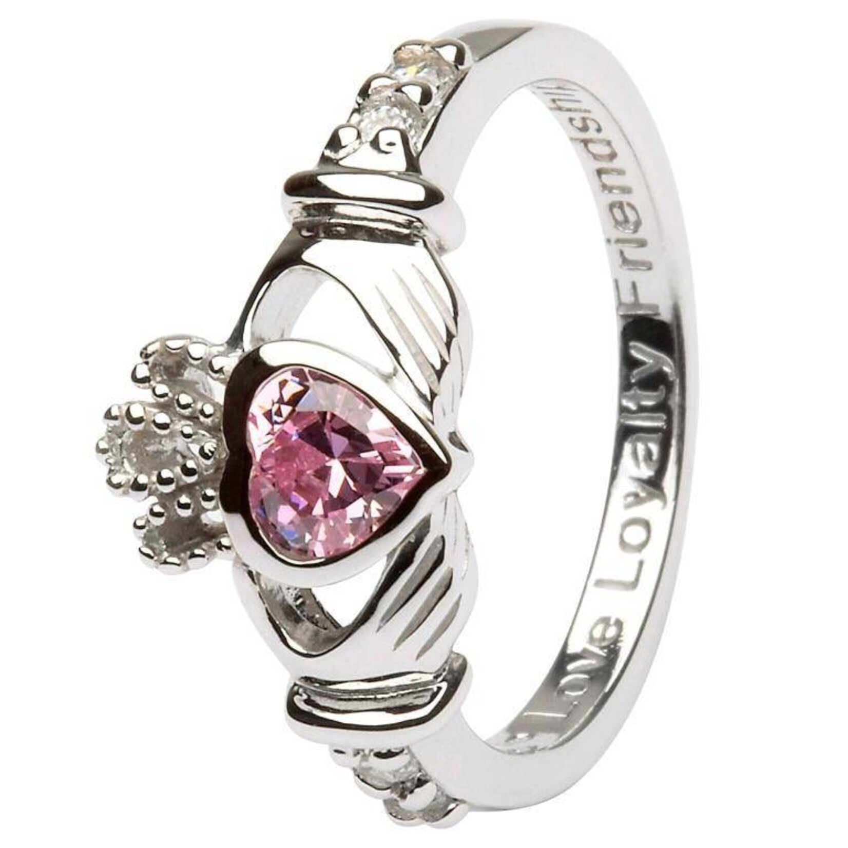 Ring: SS Clad October Pink CZ