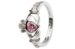 Ring: SS Clad October Pink CZ