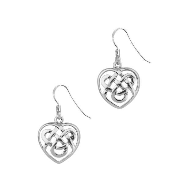 H & Y Earrings: Silver Celtic Heart