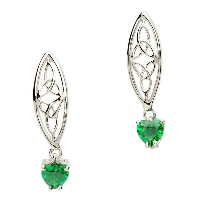 Shanore Earrings: Sil Trinity Green Heart