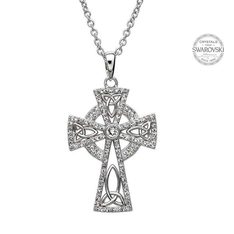 Shanore Pendant: SS Celtic Cross White Swarovski