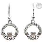 Shanore Earrings: SS Claddagh White Swarovski