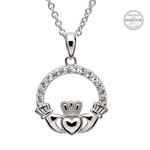 Necklace: SS Claddagh White Swarovski