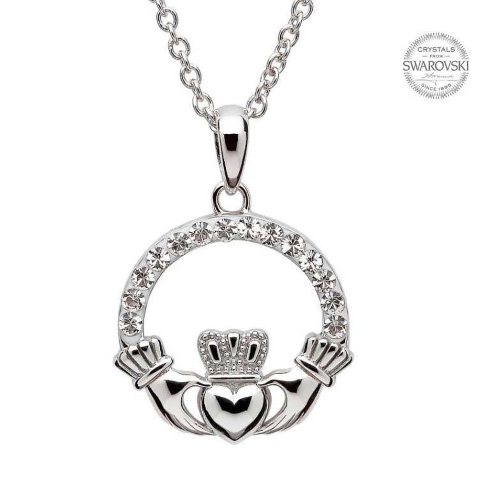 Shanore Necklace: SS Claddagh White Swarovski