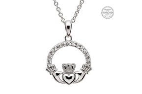 Pendant: SS Claddagh White Swarovski