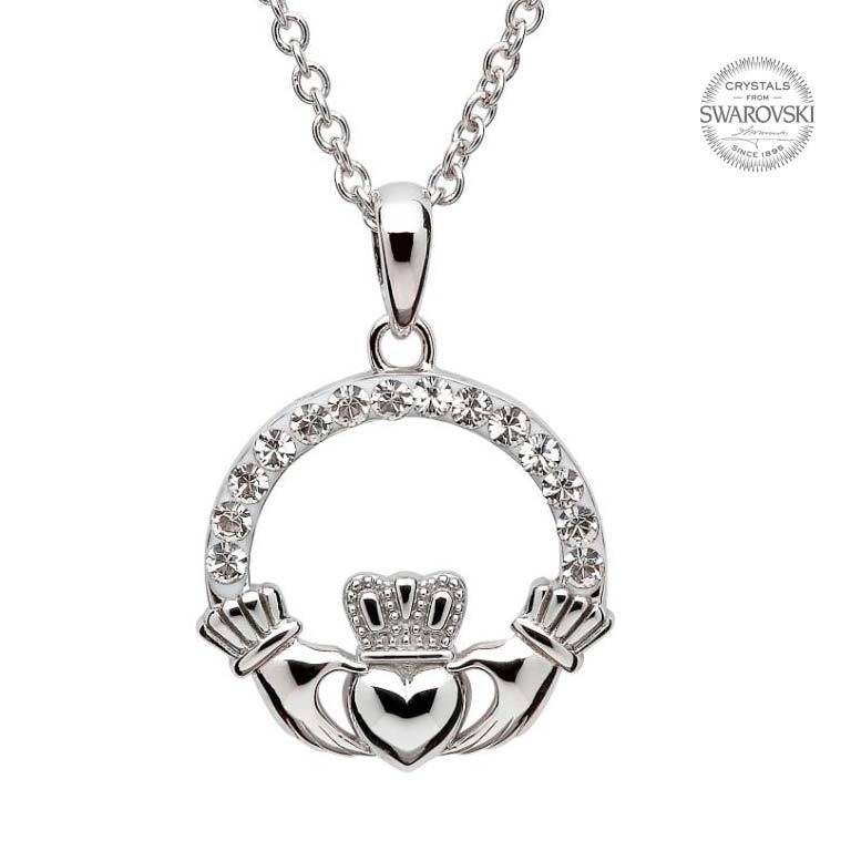 Shanore Pendant: SS Claddagh White Swarovski