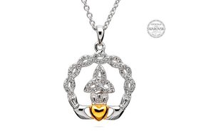 Pendant: SS Claddagh White Swarovski