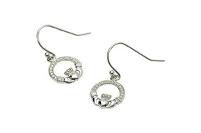 Earring: SS Pave Set Claddagh