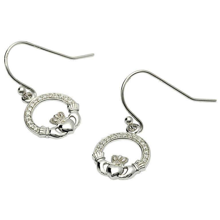 Shanore Earring: SS Pave Set Claddagh