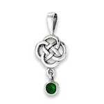 Welman Pendant: SS Celtic Knot, Green CZ Dangle WE9364