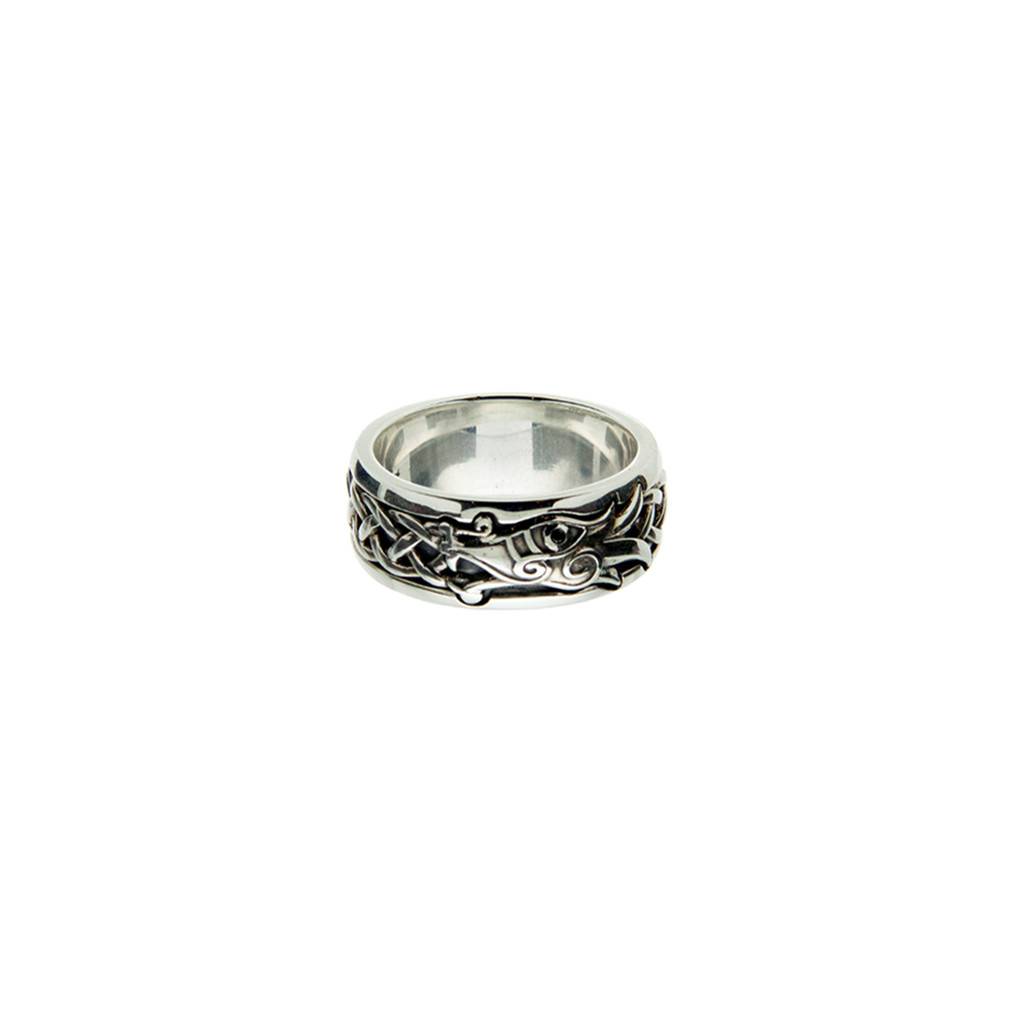 Keith Jack Ring: Sterling Silver/Black Dragon