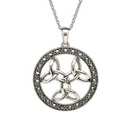 Anu Necklace: Sterling Silver Triple Trinity Marcasite