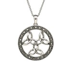 Necklace: Sterling Silver Triple Trinity Marcasite