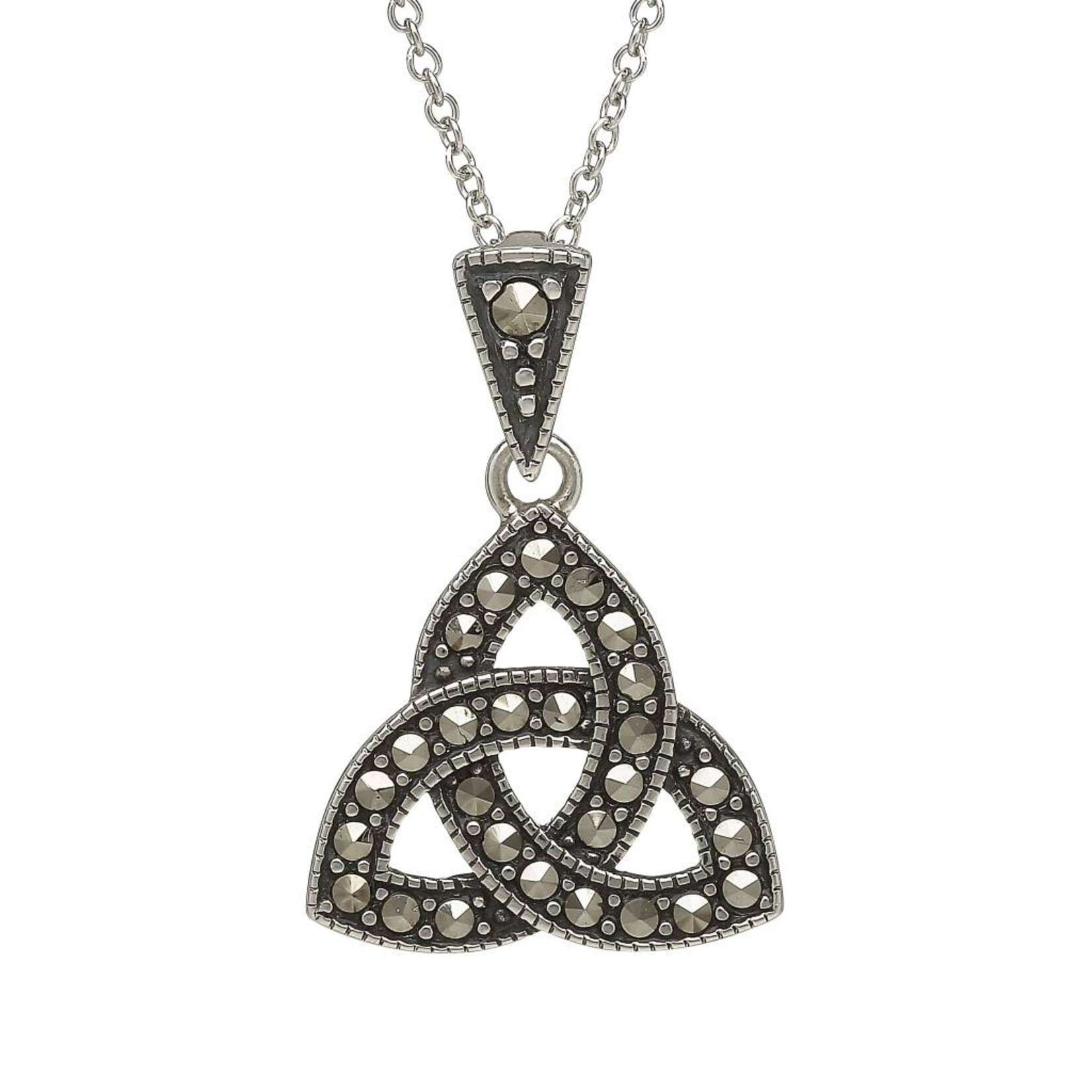 Anu Necklace: Sterling Silver Trinity Knot Marcasite