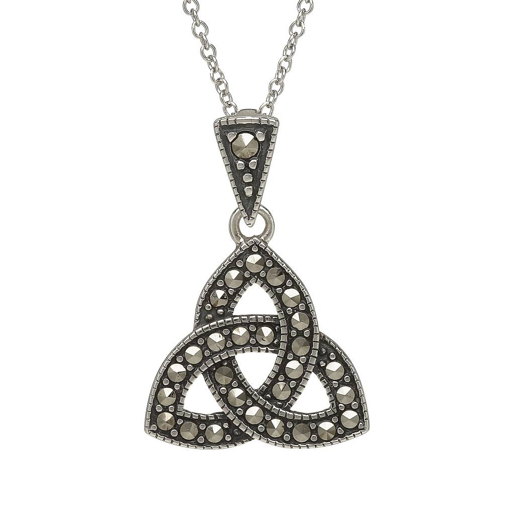 Anu Pendant: Sterling Silver Trinity Knot Marcasite