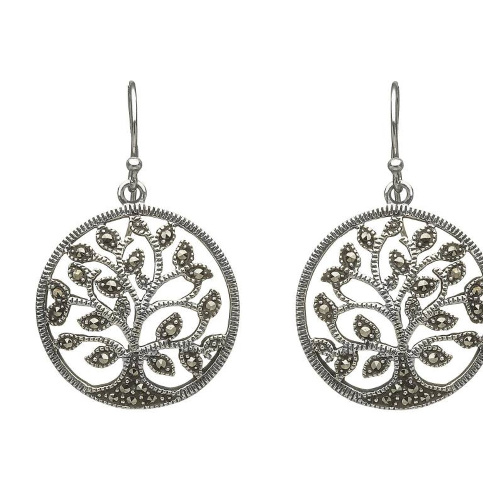 Earrings: Sterling Silver Marcasite Tree of Life