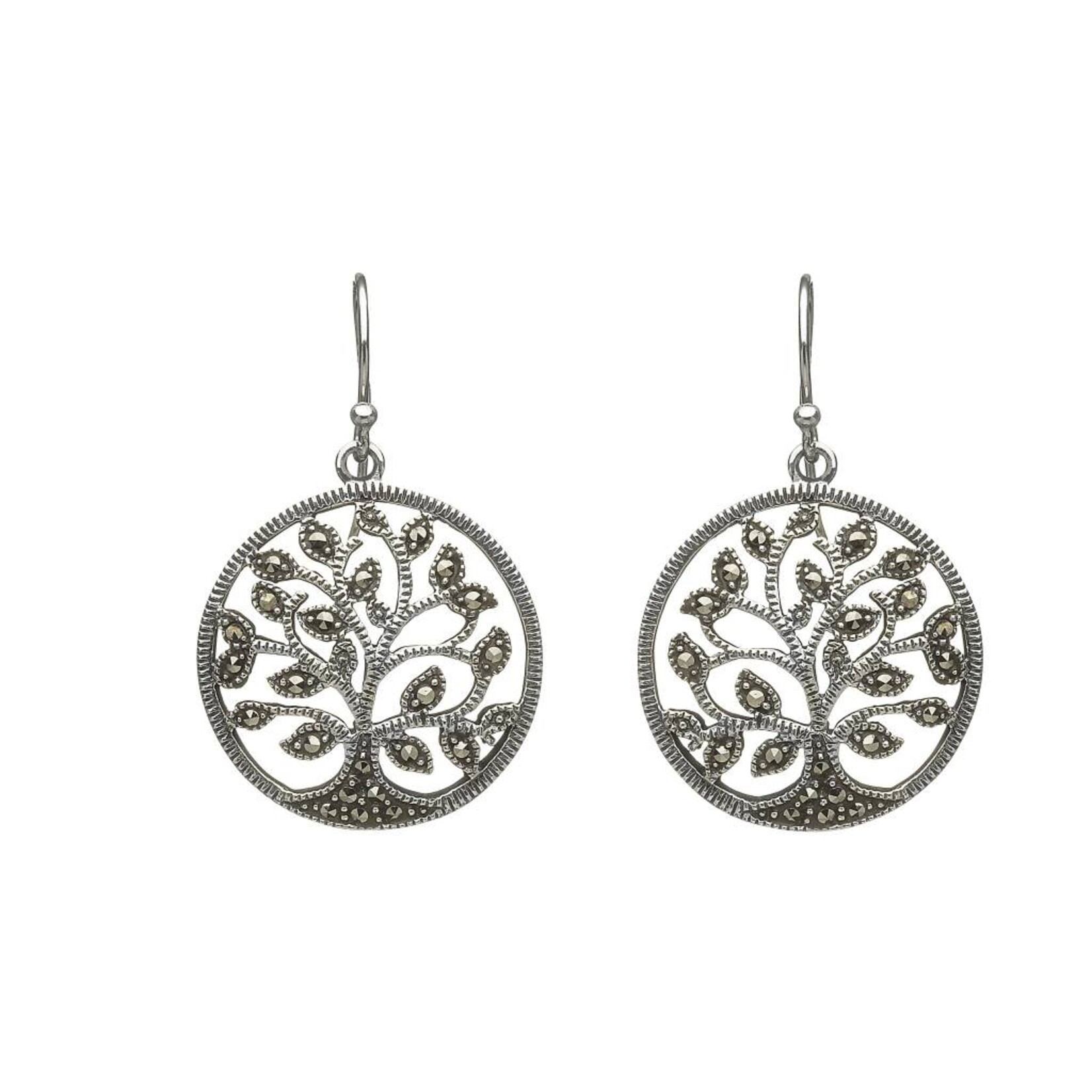 Earrings: Sterling Silver Marcasite Tree of Life