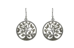 Earring: Sterling Silver Marcasite Tree of Life