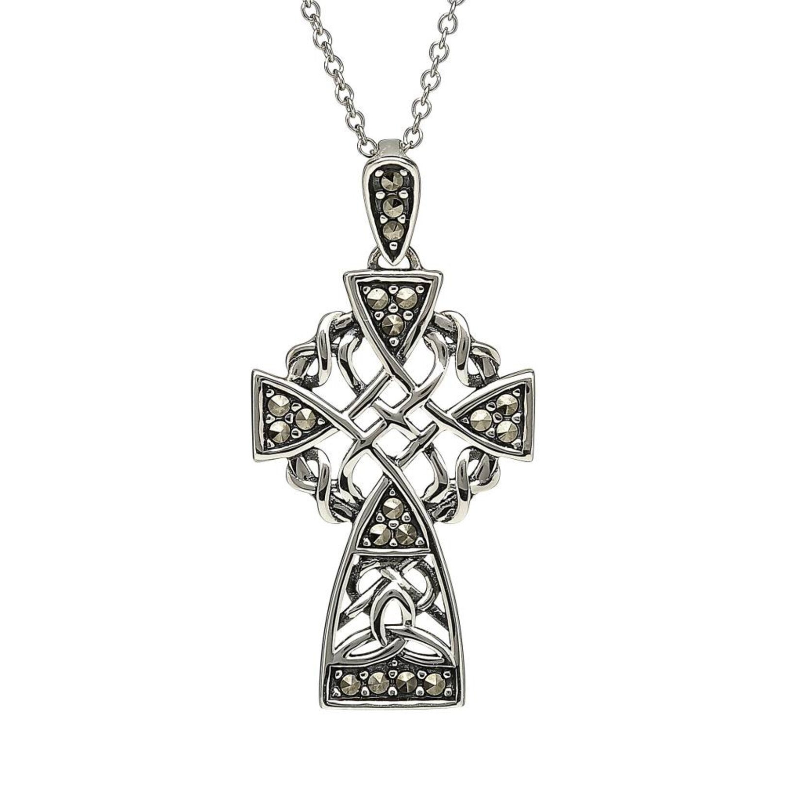Necklace: Sterling Silver Marcasite Celtic Cross